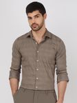 Grey Textured Check Slim Fit Casual Shirt