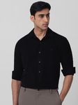 Black Corduroy Plain Slim Fit Casual Shirt