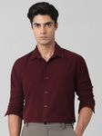 Plum Corduroy Plain Slim Fit Casual Shirt