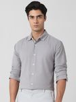 Light Grey Corduroy Plain Slim Fit Casual Shirt