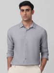 Grey Textured Plain Slim Fit Casual Shirt