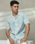 Sage Cloud Print Relaxed Fit Casual Shirt
