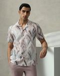 Beige Resort Print Relaxed Fit Casual Shirt