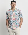 Multi Tile Print Relaxed Fit Casual Shirt