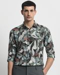 Olive Digital Print Slim Fit Casual Shirt