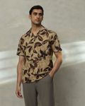 Brown Floral Print Relaxed Fit Casual Shirt