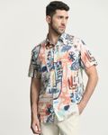 Multi Abstract Print Slim Fit Casual Shirt