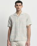 Light Green Square Check Relaxed Fit Casual Shirt