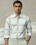 White Printed Check Slim Fit Casual Shirt