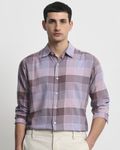 Lilac Large Check Slim Fit Casual Shirt