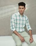 Green Large Check Slim Fit Casual Shirt