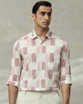 Pink Abstract Print Slim Fit Casual Shirt