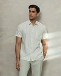 Off White Pin Stripe Slim Fit Casual Shirt