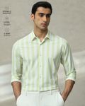 Light Green Scuba Stripe Stretch Slim Fit Casual Shirt