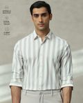 Light Grey Scuba Stripe Stretch Slim Fit Casual Shirt