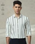 White Scuba Stripe Stretch Slim Fit Casual Shirt