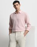 Pastel Pink Fluid Plain Slim Fit Casual Shirt