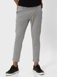 Grey Ankle Length Stretch Chinos Trouser