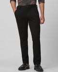 Black Slim Fit Jersey Flat Front Pants Trousers