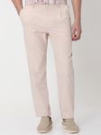 Peach Relaxed Tapered Fit Seersucker Single Pleat Trouser