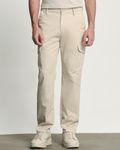 Beige Relaxed Tapered Fit Cotton Cargo