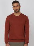 Rust Textured Slim Fit Flatknit