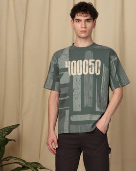 Green Printed Oversized Tee