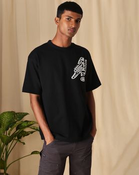 Black Oversized Graphic Loose Fit Jersey Tee