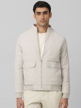 Off White Quilted Suede Slim Fit Jacket