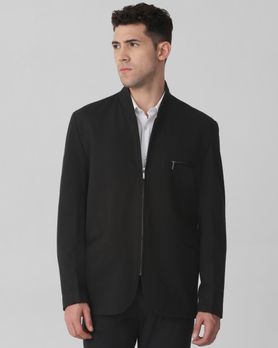 Black Zip Thru Slim Fit Jacket