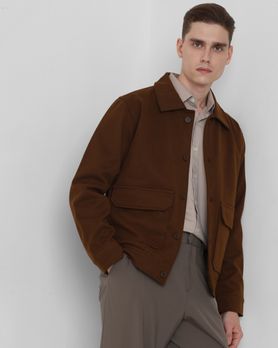 Brown Flannel Relaxed Fit Jacket