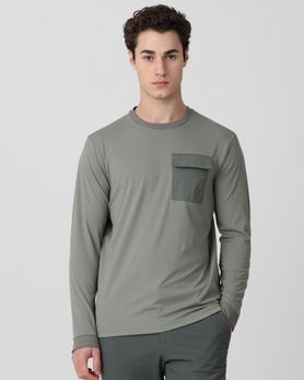 Light Green Patch Pocket Plain Slim Fit T-Shirt