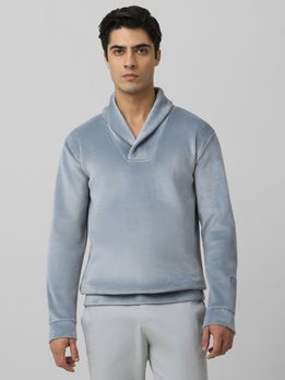  Light Blue velvet slim fit sweatshirt