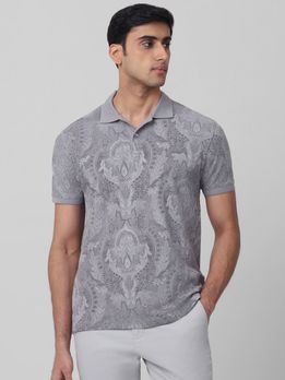 Grey Paisley Print T-Shirt