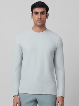 Light Green Textured Plain Long Sleeve T-Shirt