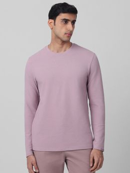 Lilac Textured Plain Long Sleeve T-Shirt