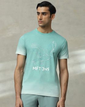 Turquoise Ombre Graphic Slim Fit T-Shirt