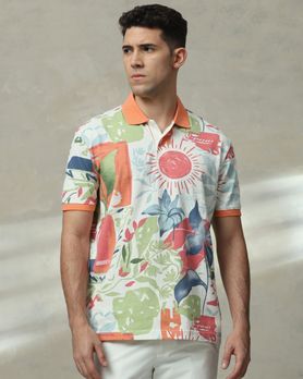 Pink Abstract Print Regular Fit T-Shirt