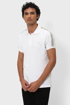 White Taped Pique Polo T-Shirt