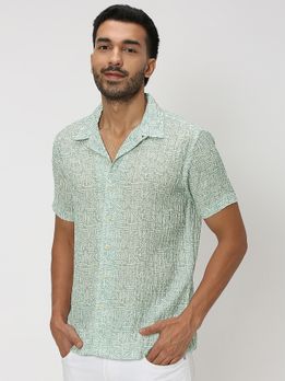 Light Green Geometric Print Shirt