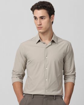 Stone Stretch Plain Slim Fit Casual Shirt