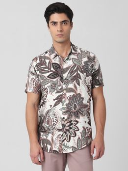 Multicolour Floral Print Slim Fit Casual Shirt