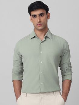 Sage Corduroy Plain Slim Fit Casual Shirt