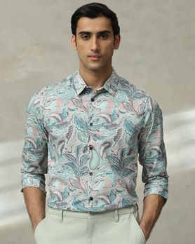 Multicolour Leaf Print Slim Fit Casual Shirt