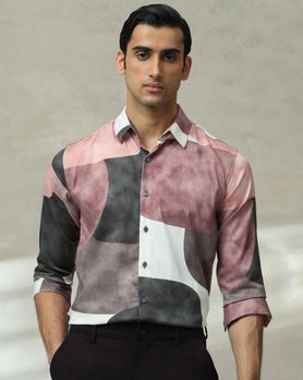 Multicolour Abstract Print Stretch Slim Fit Casual Shirt
