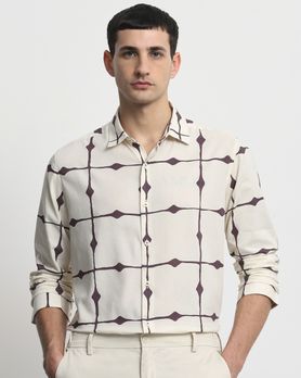 Off White Large Check Slim Fit Casual Shirt