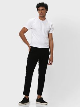 Black Ankle Length Stretch Chinos Trouser