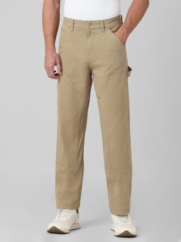 Beige Loose Straight Fit Cargos