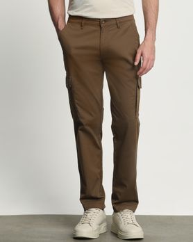 Brown Slim Fit Cotton Cargo