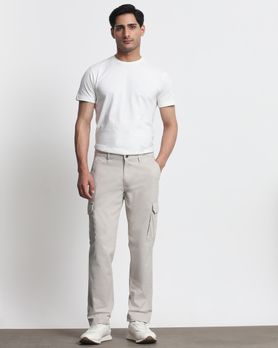 Grey Slim Fit Cotton Cargo